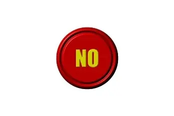 A red button with the word no written on it.